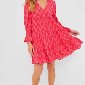 Pomander Place Tuckernuck Hot Pink Zigzag Ikat Kenzo Long Sleeve Dress